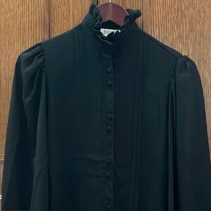 VTG Josephine Ruffle High Neck Long Puff Sleeve Pleated Blouse 80s Vintage